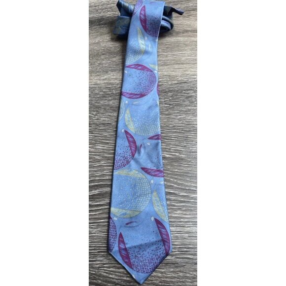 Vintage Wembley Men's Neck Tie Blue Multicolor Round Stripped Pure Silk Tie - Picture 9 of 9